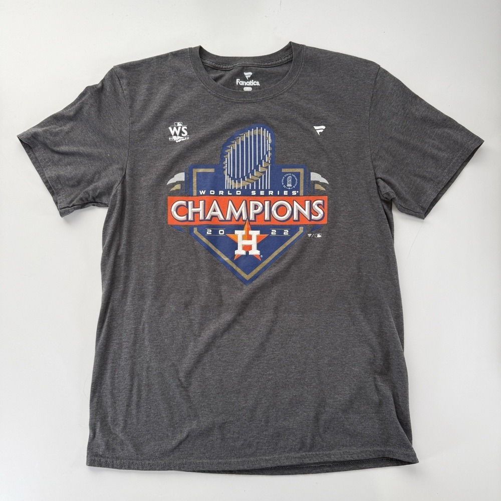 HOUSTON ASTROS Fanatics World Series Champions 2022 T-Shirt Large Gray Baseball